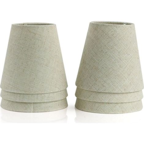 Abat-jour pour bougie lustre en cristal applique murale lampe suspendue abat-jour en tissu (lot de 6, beige) (1/5)