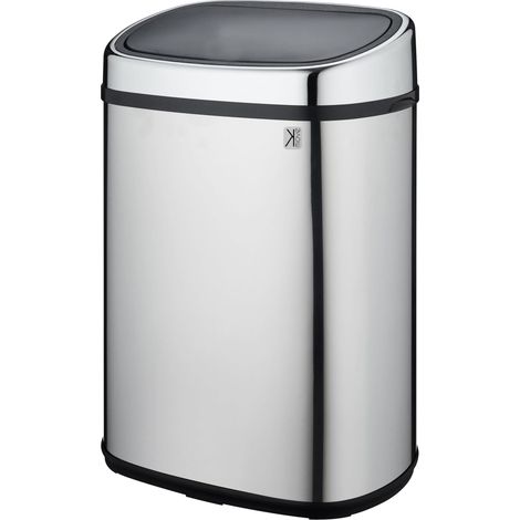 Poubelle de cuisine push 48L CITY en acier Inox avec cerclage Ouverture par simple pression (1/5)