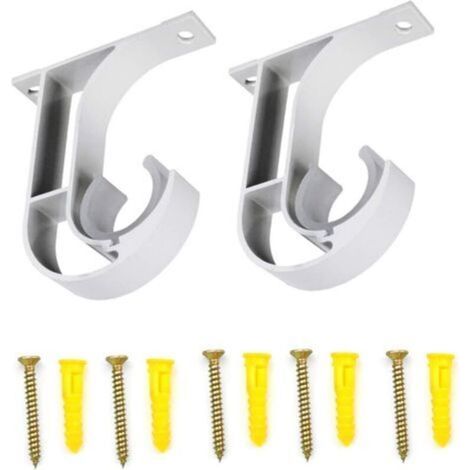 2 Pcs Support Mural pour Tringle à Rideau Support de Tringle à Rideau Supports de Fixation au Plafond Support Tringle Penderie en Alliage de Zinc pour Barre à Rideaux Chambre Salon avec Vis, Blanc