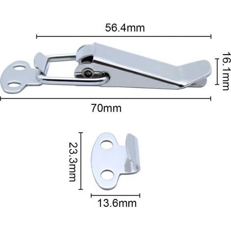 Loquet à ressort en acier inoxydable pour tiroir et coffre – Lot de 10 fermetures à levier robustes et anti-corrosion (1/3)
