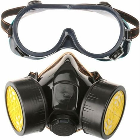 Masque à gaz professionnel masque de peinture au charbon actif respirateur avec 2 filtres anti-poussière, pesticides, formaldéhyde, laque colorée, Ensoleillé (1/5)