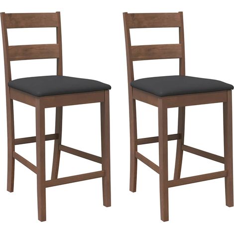 Maison Exclusive - Sgabelli da Bar con Cuscini 2pz Marrone Legno Massello di Hevea