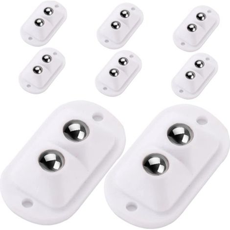 Roulettes de Meuble - 12 Pièces - Roulettes Pivotantes - Mini-roulettes à Billes - ABS - Supports de Meuble - Roulettes - Convient aux Bases de Meuble et aux Boîtes de Rangement - 52.8cm - Blanc (1/5)