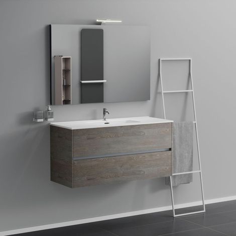 Inda - Mobile bagno 2 cassetti L.120 con lavabo specchio e