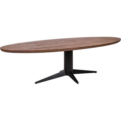 Table à manger ovale en manguier brun - brun épicé et noir (1/5)
