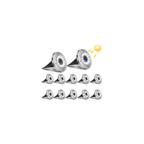 Memkey – Spot encastrable extérieur sol 12LED – Éclairage 6000K étanche IP65 – Autonomie 8h – Installation rapide sans câbles – Charge solaire efficace - 12pcs (1/5)