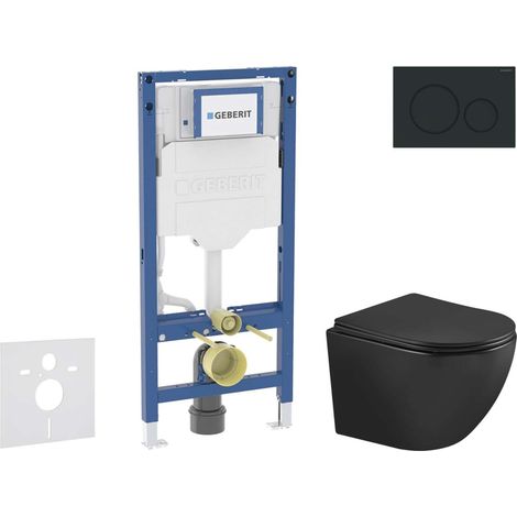 Geberit Duofix - Set de bâti-support, cuvette Oudee et abattant softclose, plaque de déclenchement Sigma20, noir mat/noir SANI11CA5504 (1/5)