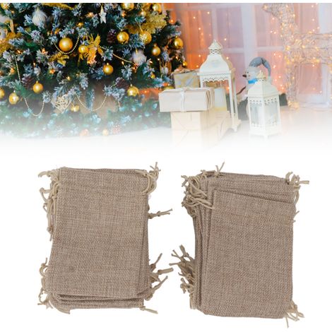 Lot de 50 sachets de rangement toile de jute avec cordon pour bijoux DIY cadeaux mariage fêtes 10x14cm (1/5)
