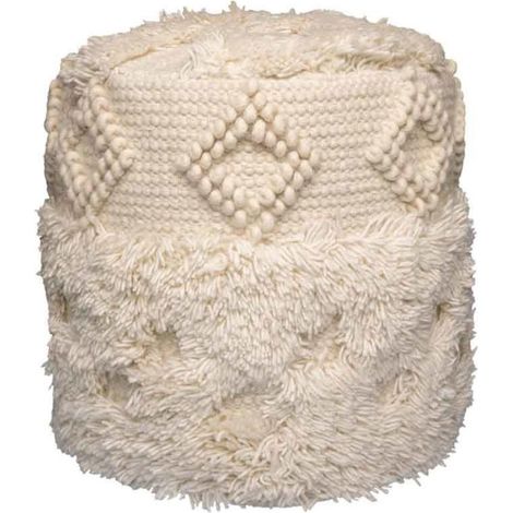Pouf Bohème Fait à la Main "Bohist" 35cm Naturel (1/3)