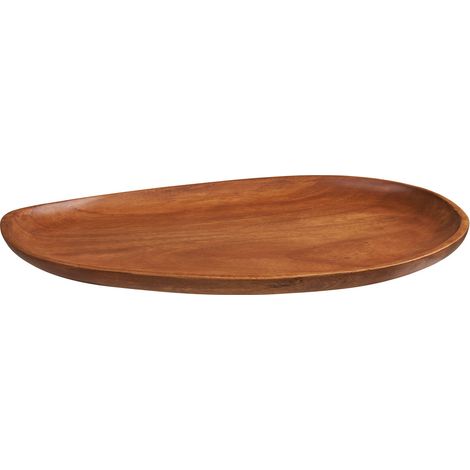 Vassoio decorativo in legno di acacia 39x28 cm — tono miele naturale