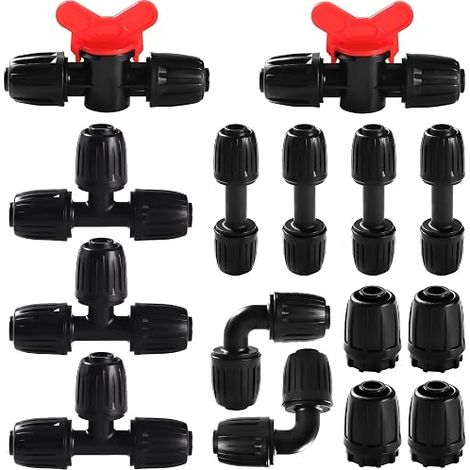 15 Pièces Raccords D'Irrigation pour Tubes 16 mm, Connecteur de Tuyau D'Eau D'Irrigation, Connecteur de Tuyau D'irrigation de Jardin, Connecteurs Barbelés Systèmes d'Arrosage, Noir (1/5)