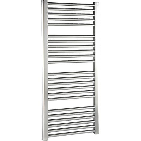 Heated Vertical Towel Rail with Straight Rails - 1096 BTU - 1100mm x 500mm - Chrome