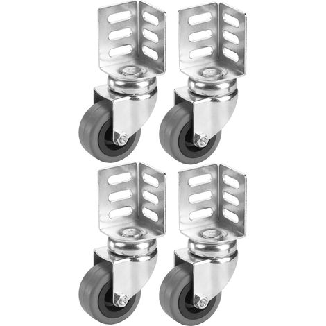 Lot de 4 Roulettes Pivotantes Avec Tôle D'angle En Caoutchouc Charge 40 Kg Pour Meubles (1/5)