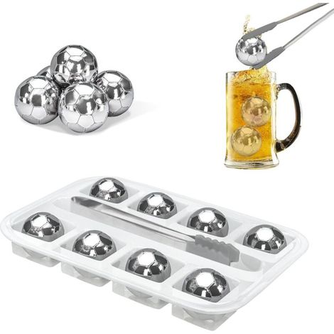 Set mit acht wiederverwendbaren Edelstahl-Eiswürfeln und einer Zange zum Kühlen von Getränken ohne Verwässerung, fortschrittliche Technologie