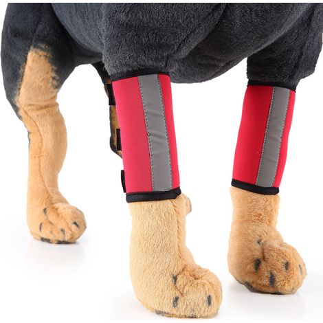 1 paire de bandes réfléchissantes pour pattes avant de chien, genouillères et coudières pour animaux de compagnie aident à soulager les blessures, les entorses et la perte de stabilité causée par l’a (1/5)