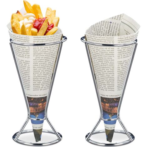 Juego de 2 soportes para patatas fritas de acero inoxidable (1/5)