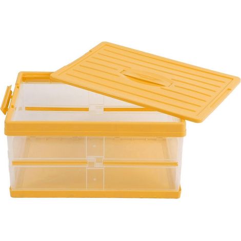 Bac de rangement pliable grande capacité pour siège et coffre, idéal pour la maison, la voiture et les voyages en extérieur (jaune) (1/4)