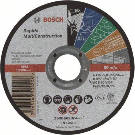 Bosch Mola da taglio dritta diam. 115 mm per metallo e pietra 1,0 mm