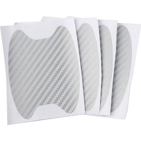 Adesivi per esterni auto KZQ da 4 pezzi, protezione universale in fibra di carbonio antigraffio per maniglie portiere auto, adatti alla maggior parte delle maniglie portiere auto (argento) (1/4)
