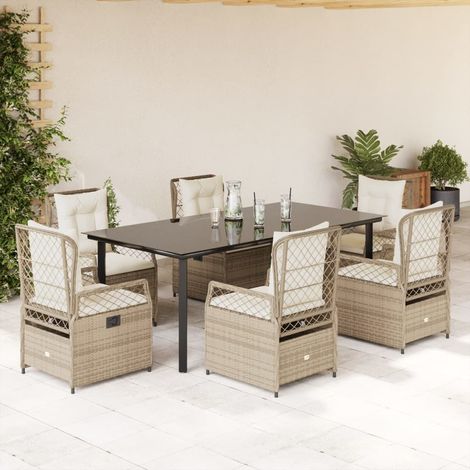 Ensemble à manger de jardin et coussins 9 pcs beige Poly rotin vidaXL (1/5)