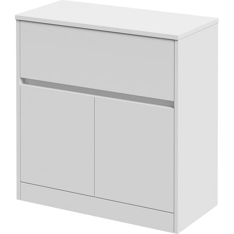 Montego Satin White 800mm Floor Standing 1 Drawer 2 Door Vanity Unit for Countertop Basins (1/5)