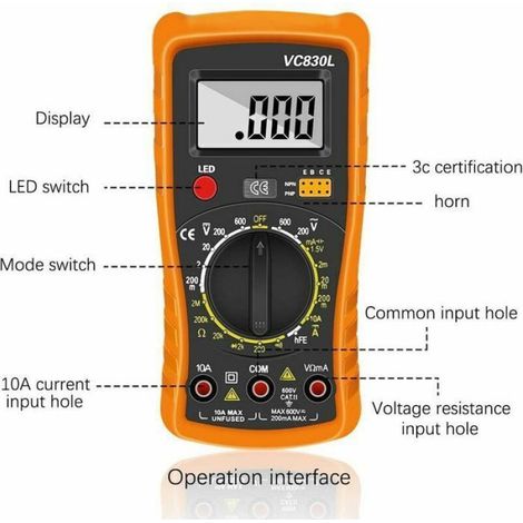 Multimètre Numérique Automatique, Voltmètre Professionnel, Testeur Résistance Continuité Diodes, Outil Électricien Laboratoire Usine (1/4)