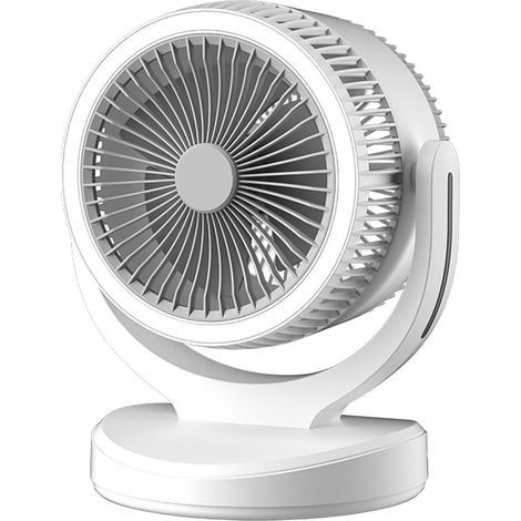 Ventilateur de bureau ultra silencieux veilleuse LED lumineuse, flux d'air puissant,3 vitesses de refroidissement blanc 2400 mAh (1/5)