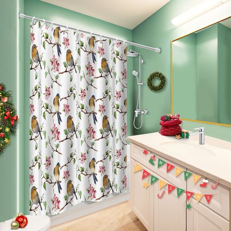 Voile de douche fluide en polyester 180x180 poids lesté rideau imperméable pour salon de coiffure (1/5)