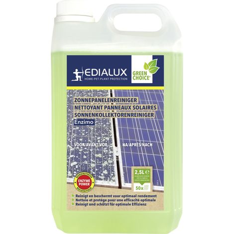 Edialux Solarpanelreiniger 2,5 L mit Enzymen, umweltfreundlicher Reiniger für Solarpanels, tiefenwirksam ohne Schaden, entfernt Schmutz, Vogelkot und Rückstände (1/2)