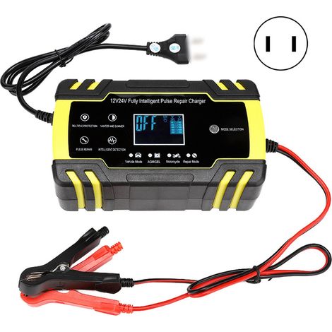 Chargeur de batterie avec ventilateur de refroidissement, identification automatique, écran LCD numérique, 110-240V (prise US) (1/5)