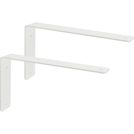 Support d'Étagère d’Élargissement Support d'Angle Brace de Tablette Réglable Murale à Suspendre en Verre/Bois avec Vis, Finition Blanche Brillante en Acier Inoxydable, 2 Pcs - 22.5cm (1/5)