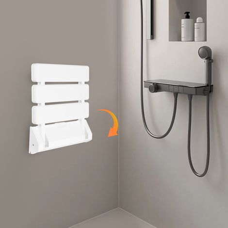 Wall-Mounted Folding Shower Seat Shower Chair Bathroom Stool Bench up to 130KG (1/5)