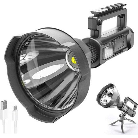 Faro super luminoso e ricaricabile, torcia tattica portatile con 4 modalità, potente faro a LED portatile e impermeabile. (1/5)