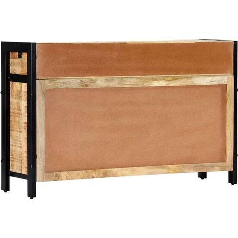 Buffet Bas en Bois de Manguier Massif 120x35x76 cm, Meuble de Rangement Style Industriel pour Salon et Cuisine (1/5)
