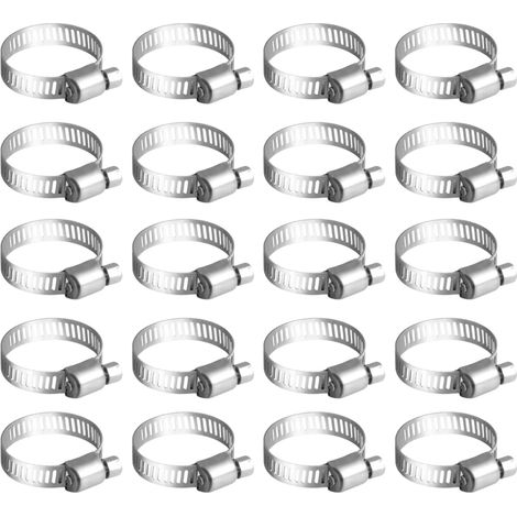 Lot de 20 Collier de serrage, Acier inoxydable 304, Réglable 12-20 mm, pour Tuyau d'arrosage, Gaz domestique (1/5)