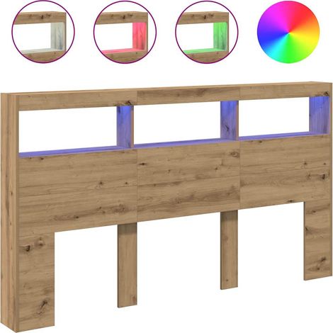 Maison Exclusive - Cabecero de cama con LED roble artesanal 180x1