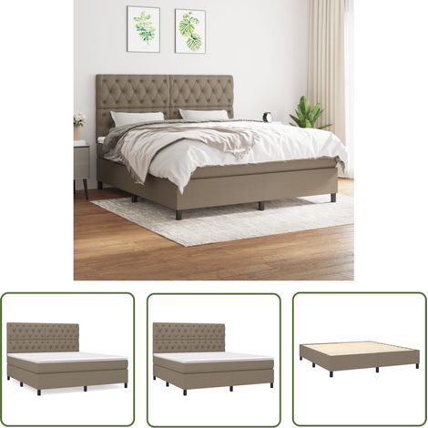 The Living Store Boxspringbett mit Matratze Taupe 160x200 cm Stoff - Boxspringbett - Doppelbett - Bettenrahmen - Matratze - Schlafsystem (1/5)