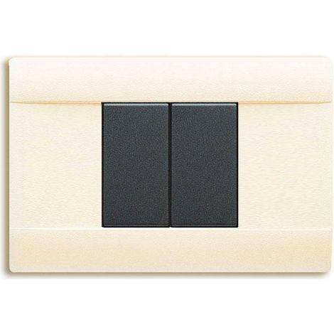 Ave placca 2 moduli bianco blanc sabbia in tecnopolimero 45p02bp