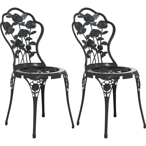 vidaXL Bistro-Stühle Set von 2 Gusseisen Schwarz