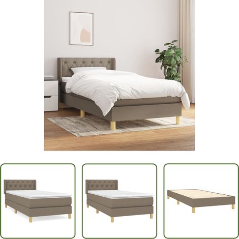 vidaXL Tête de lit réglable - Sommier à lattes de lit avec matelas Taupe 80x200 cm Tissu (1/5)