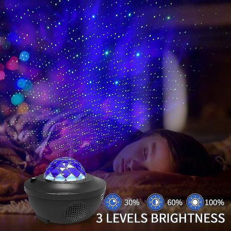 Magnifique veilleuse LED projecteur ciel étoilé, lumières colorées étoiles et lune pour la décoration de chambre, télécommande incluse. (1/3)