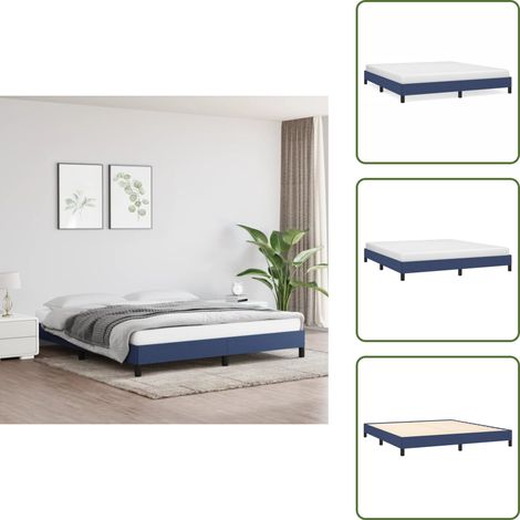 Cadre de lit sans matelas bleu 160x200 cm tissu - Cadre De Lit - Lit Double - Literie - Meuble Chambre - Sommier (1/5)