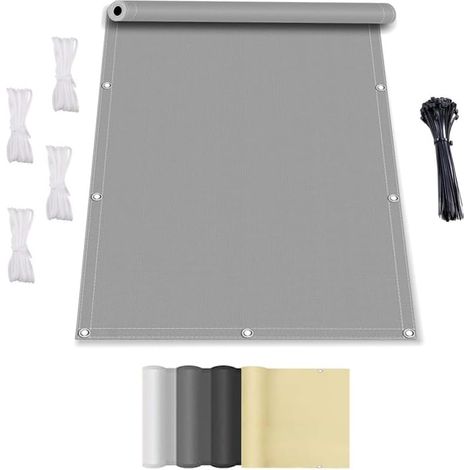 1 Voile d'ombrage,Rectangulaire,Étanche,Polyester,Oxford,Gris clair,Patio,Jardin,Pergola