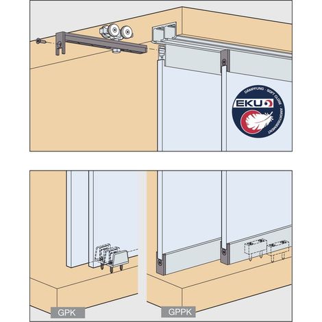 Poignée de porte coulissante pour 1 porte coulissante en verre (intérieur) jusqu'à 36 kg (1/2)
