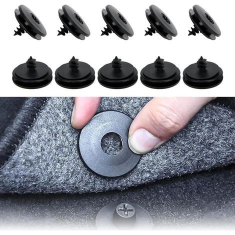 10 pièces Support Universel pour Tapis de Voiture, Clip 3-en-1 pour Fixation et Voiture, Convient pour Tapis, par Bouton-Pression, Clip antidérapant pour Tapis Sol, fixclips (Noir) (1/4)