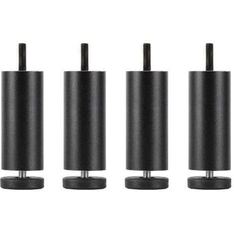 4-teiliges Set schwarzer, verstellbarer Möbelfüße aus Aluminiumlegierung, 10 cm, Höhe 94-104 mm, für Tische, Schränke, Sofas und Betten (1/5)