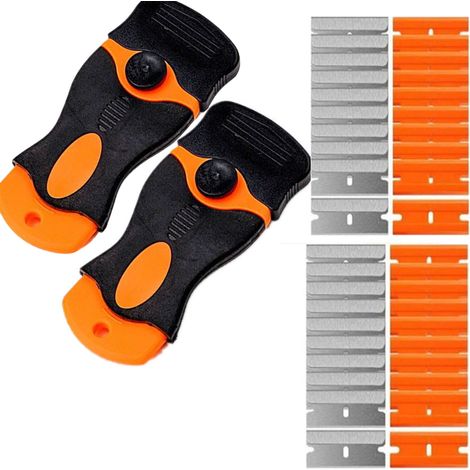 Ceranfeldschaber (2er-Pack, 20 Kunststoffschaber und 20 Metallklingen), orange (1/5)