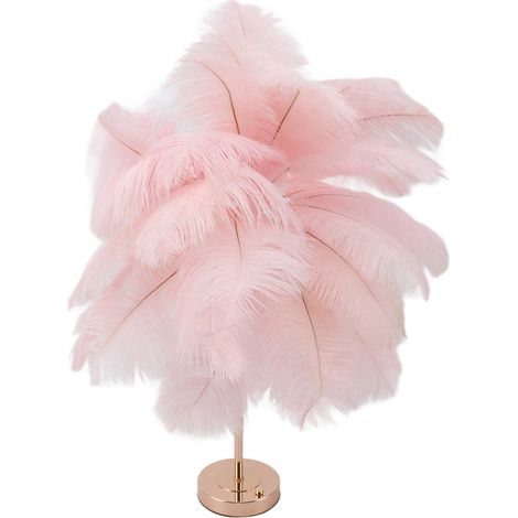 Lampe de table décorative rose, 30 plumes, rechargeable par USB, écran tactile, batterie intégrée. (1/5)