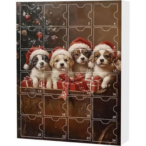Calendrier de l'Avent de Noël Adorable décoration de Noël 2D de 24 jours pour 2025 Calendrier de l'Avent décoratif avec jouets – pour table, salon, chambre, fenêtre, porte, cheminée, cuisine, fête d (1/5)