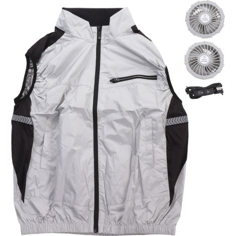 Veste Rafraîchissante Ventilée avec Climatisation, Respirante et Résistante aux UV pour Randonnée et Travail, Taille XXXL Gris Clair (1/5)